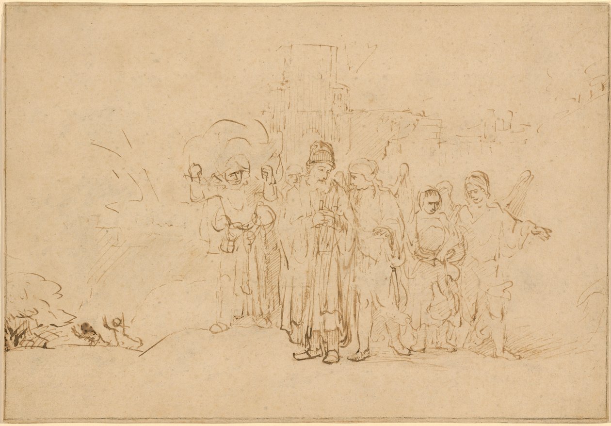 Loth et sa famille quittant Sodome | Rembrandt van Rijn