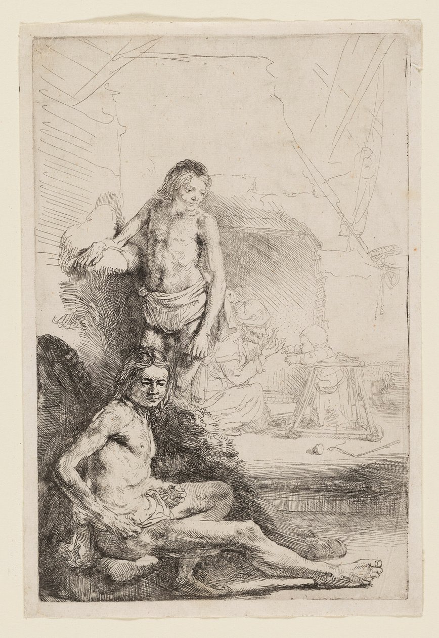 Nu masculin assis et debout - Rembrandt van Rijn