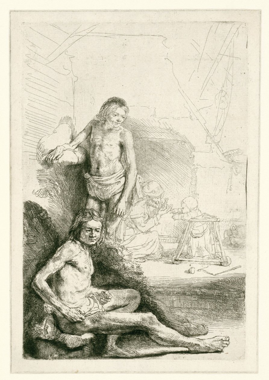 Nu masculin, assis et debout - Rembrandt van Rijn