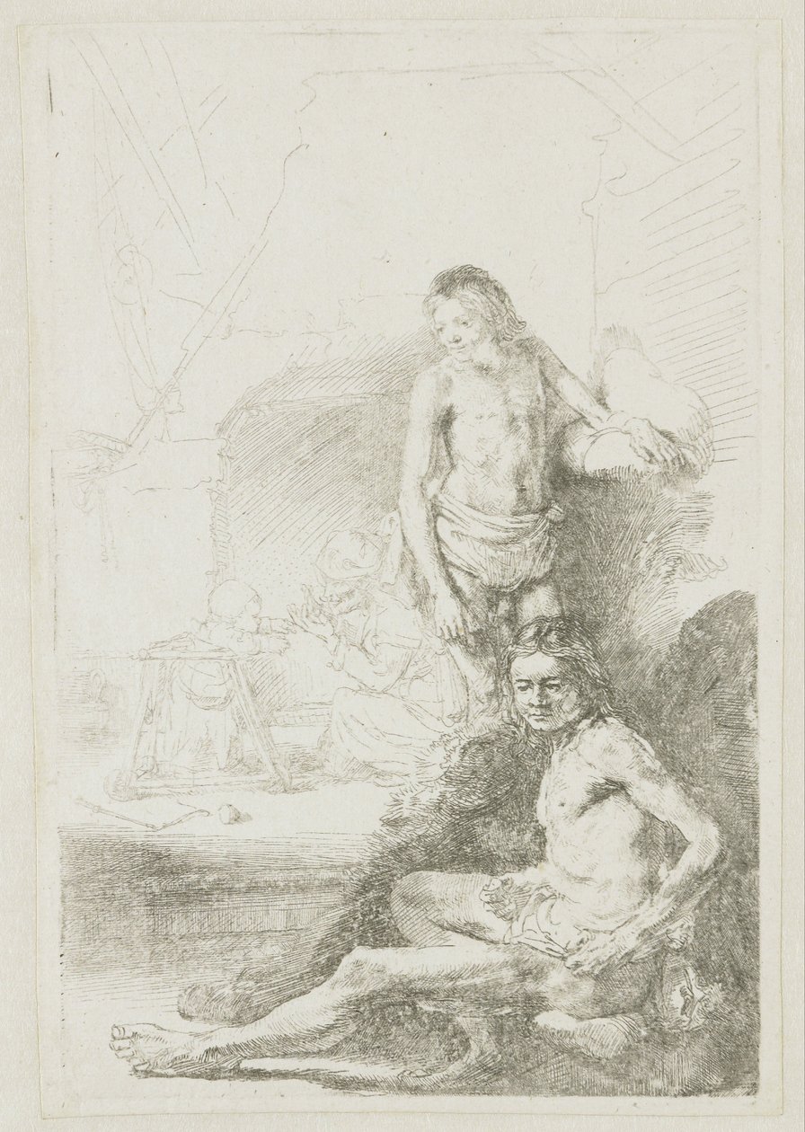 Nu masculin, assis et debout - Rembrandt van Rijn