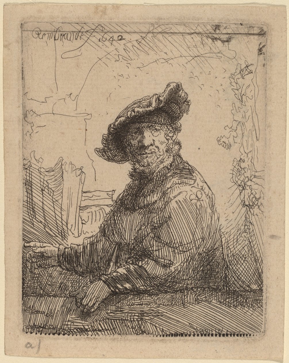 Homme dans une tonnelle - Rembrandt van Rijn