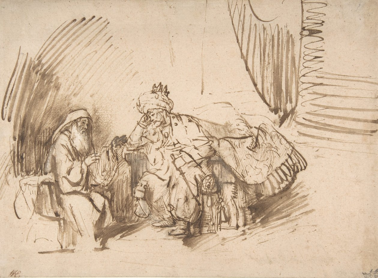 Nathan admonestant David, 1650-55 - Rembrandt van Rijn