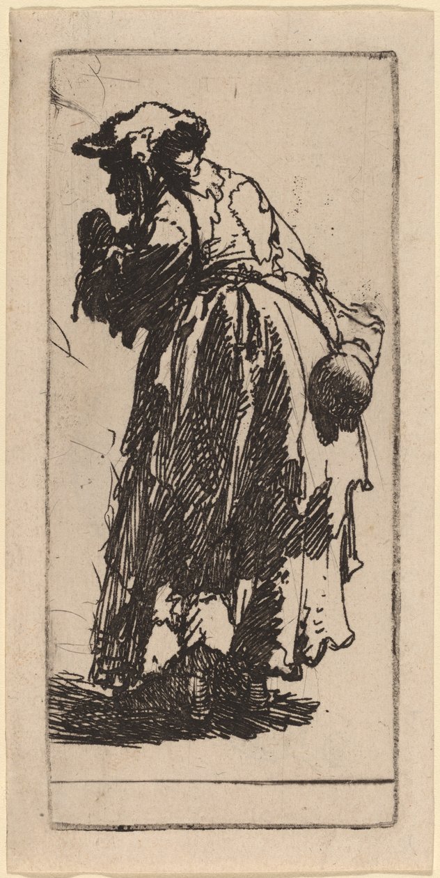 Vieille mendiante avec une gourde - Rembrandt van Rijn