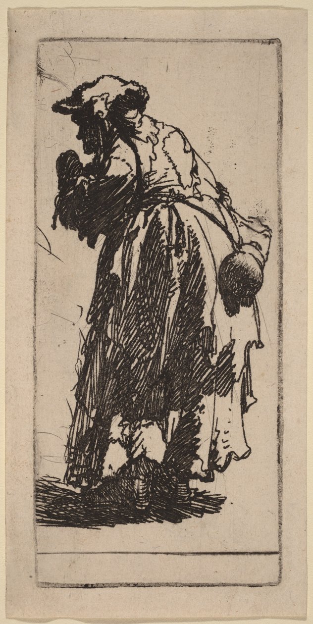 Vieille mendiante avec une gourde - Rembrandt van Rijn