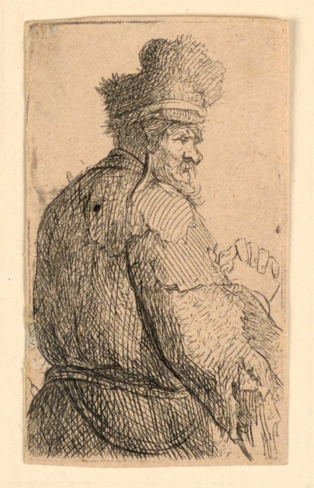 Vieil homme vu de dos, profil à droite : demi-figure - Rembrandt van Rijn