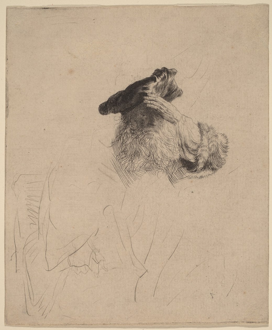 Un vieil homme se protégeant les yeux avec la main - Rembrandt van Rijn