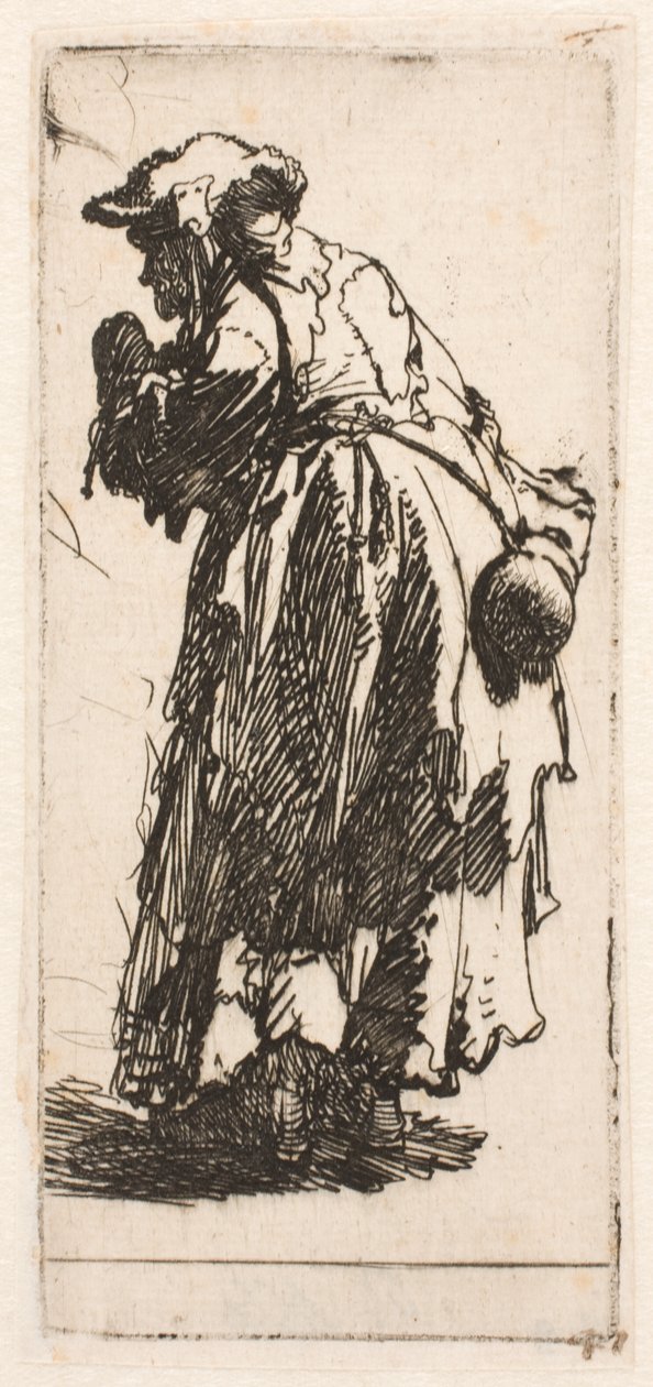 Vieille mendiante avec une gourde - Rembrandt van Rijn