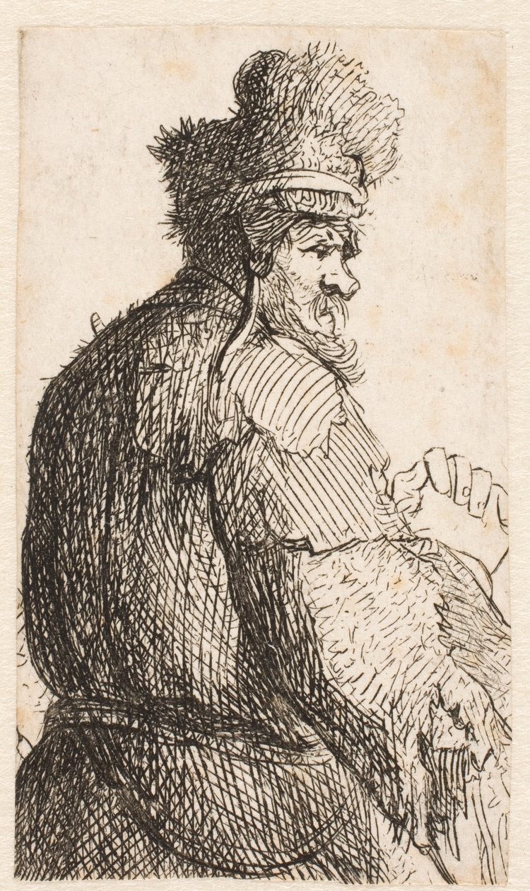 Un vieil homme vu de dos : de profil vers la droite : demi-figure - Rembrandt van Rijn