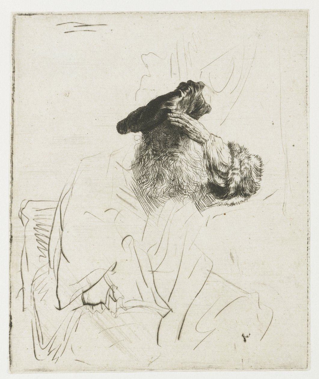 Un vieil homme qui se protège les yeux avec la main - Rembrandt van Rijn