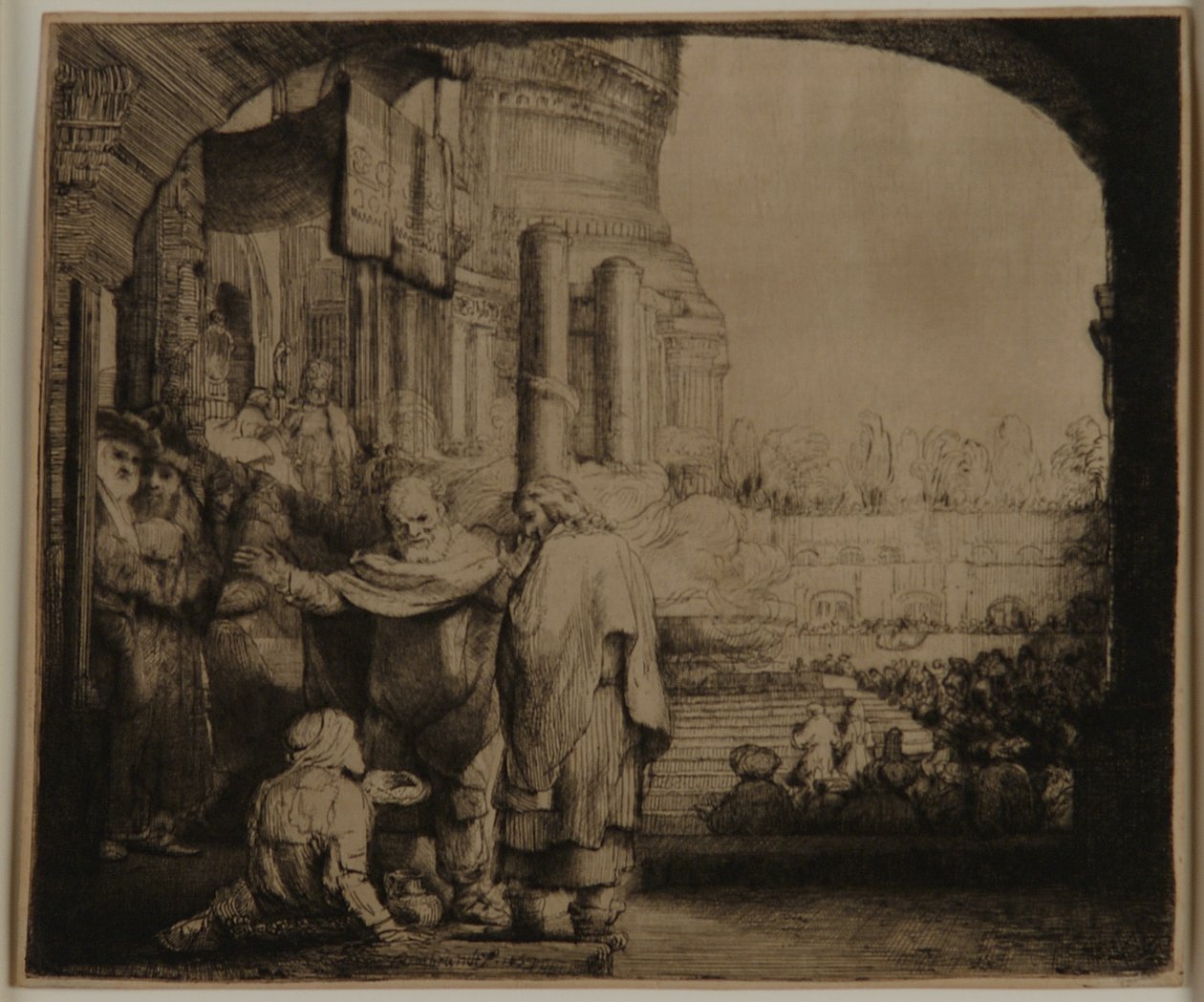 Pierre et Jean à la porte du Temple - Rembrandt van Rijn