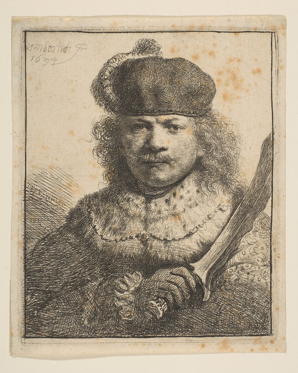 Rembrandt avec sabre levé, 1634 - Rembrandt van Rijn