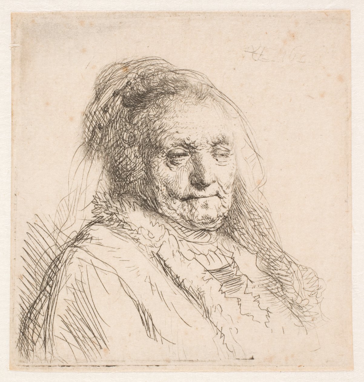 La mère de Rembrandt : tête et buste, de trois quarts - Rembrandt van Rijn
