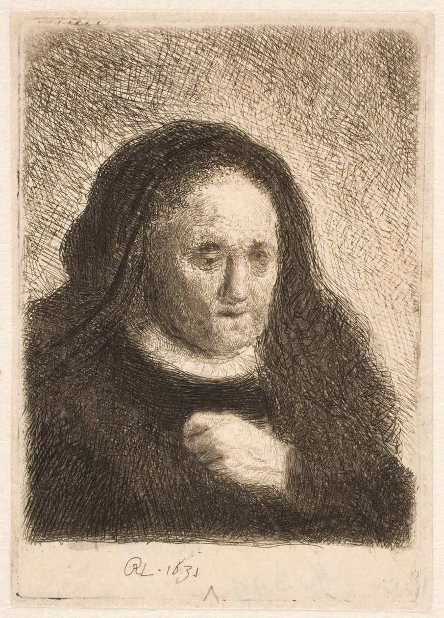 La mère de Rembrandt, la main sur la poitrine : petit buste - Rembrandt van Rijn