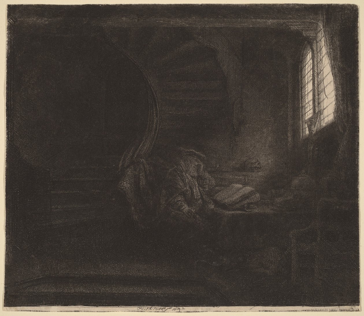 Saint Jérôme dans une chambre sombre - Rembrandt van Rijn