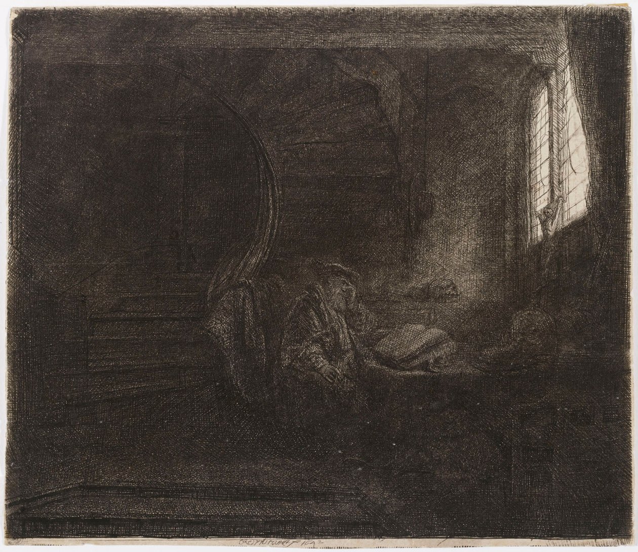 Saint Jérôme dans une pièce sombre - Rembrandt van Rijn