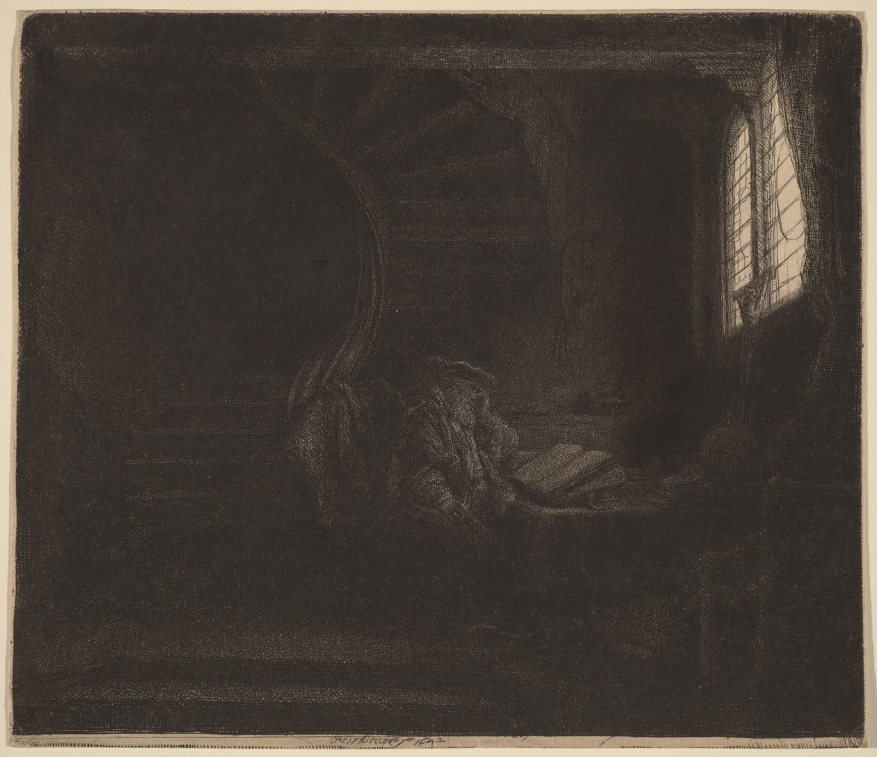 Saint Jérôme dans une pièce sombre - Rembrandt van Rijn