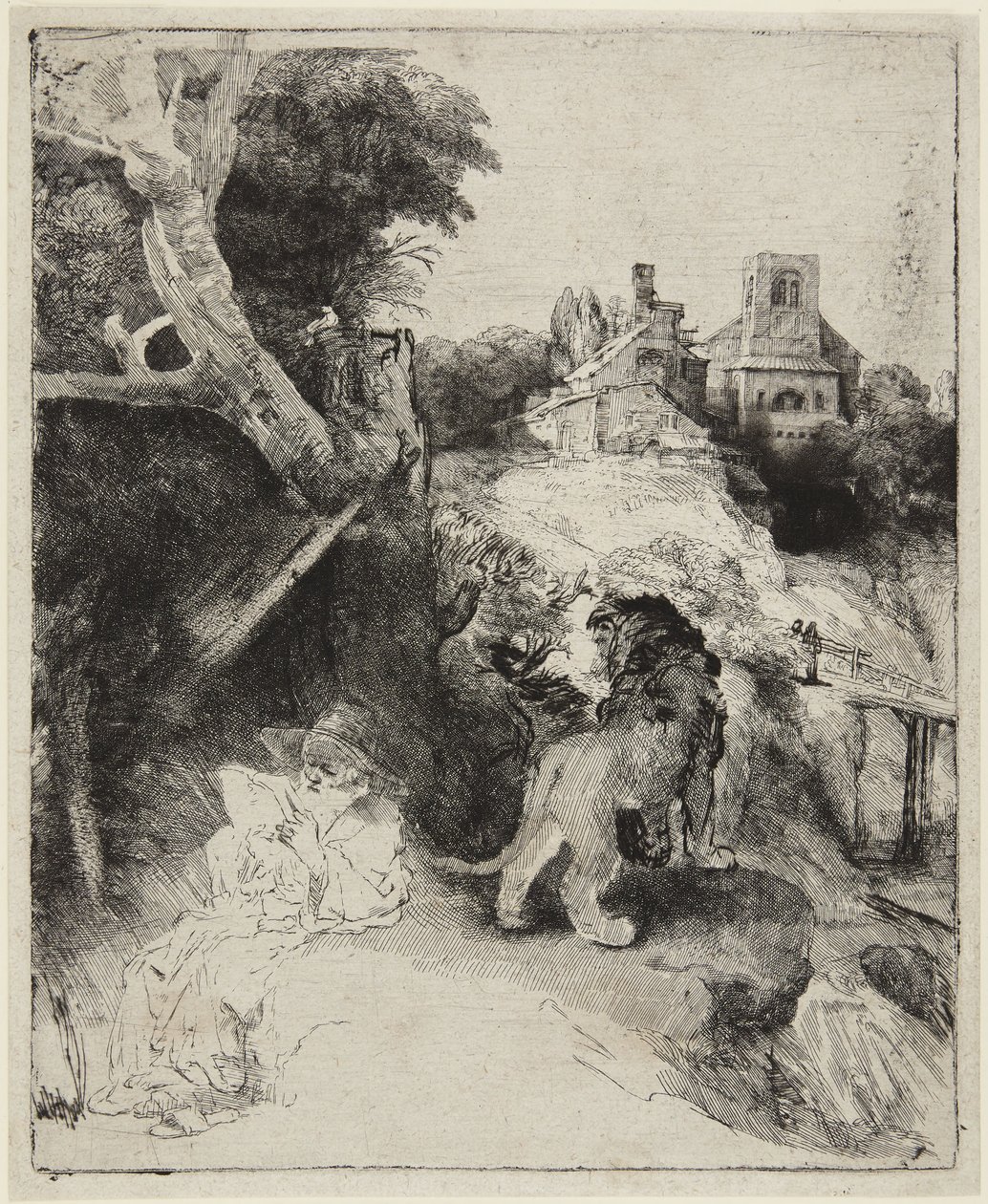 Saint Jérôme dans un paysage italien - Rembrandt van Rijn