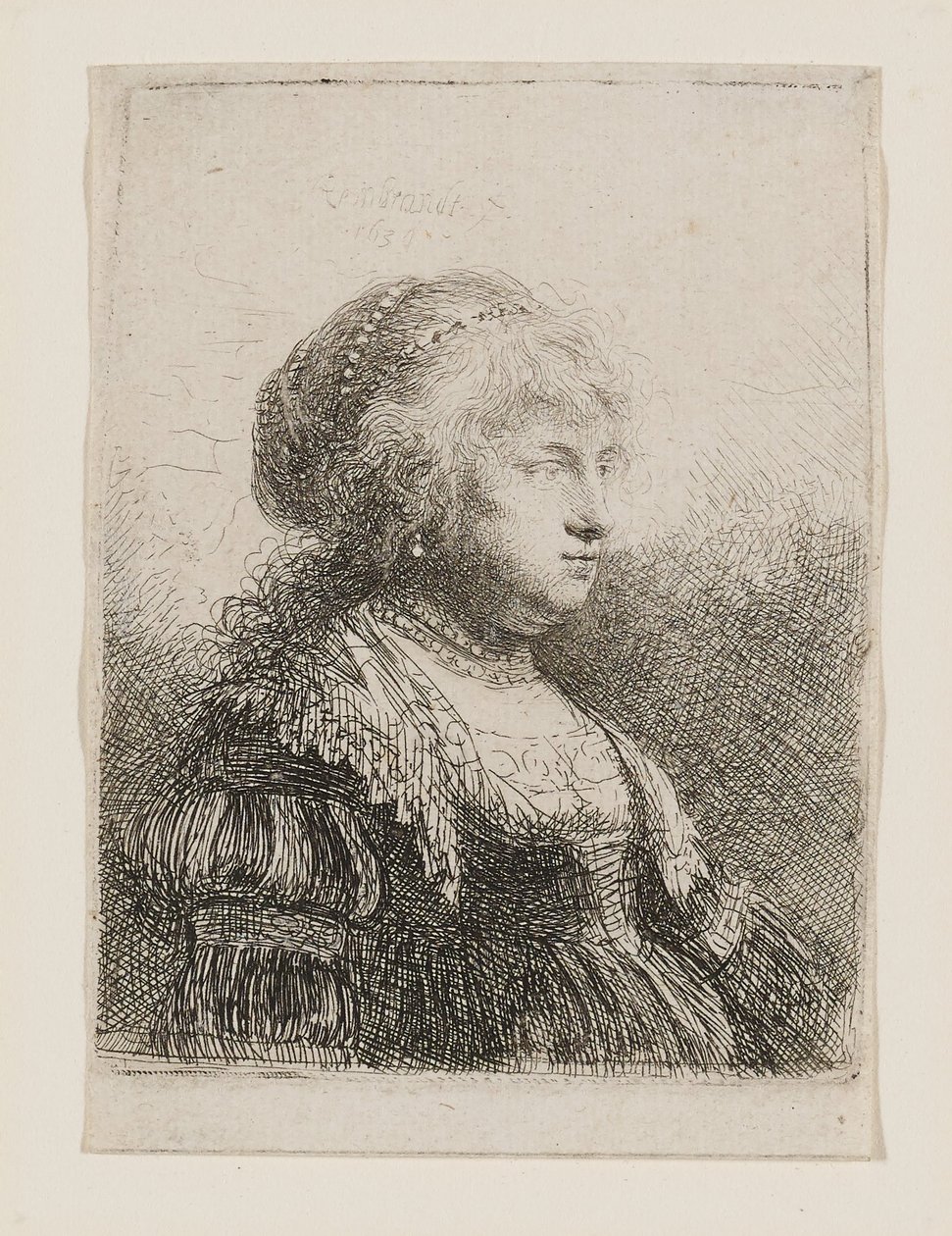Saskia avec des perles dans les cheveux - Rembrandt van Rijn