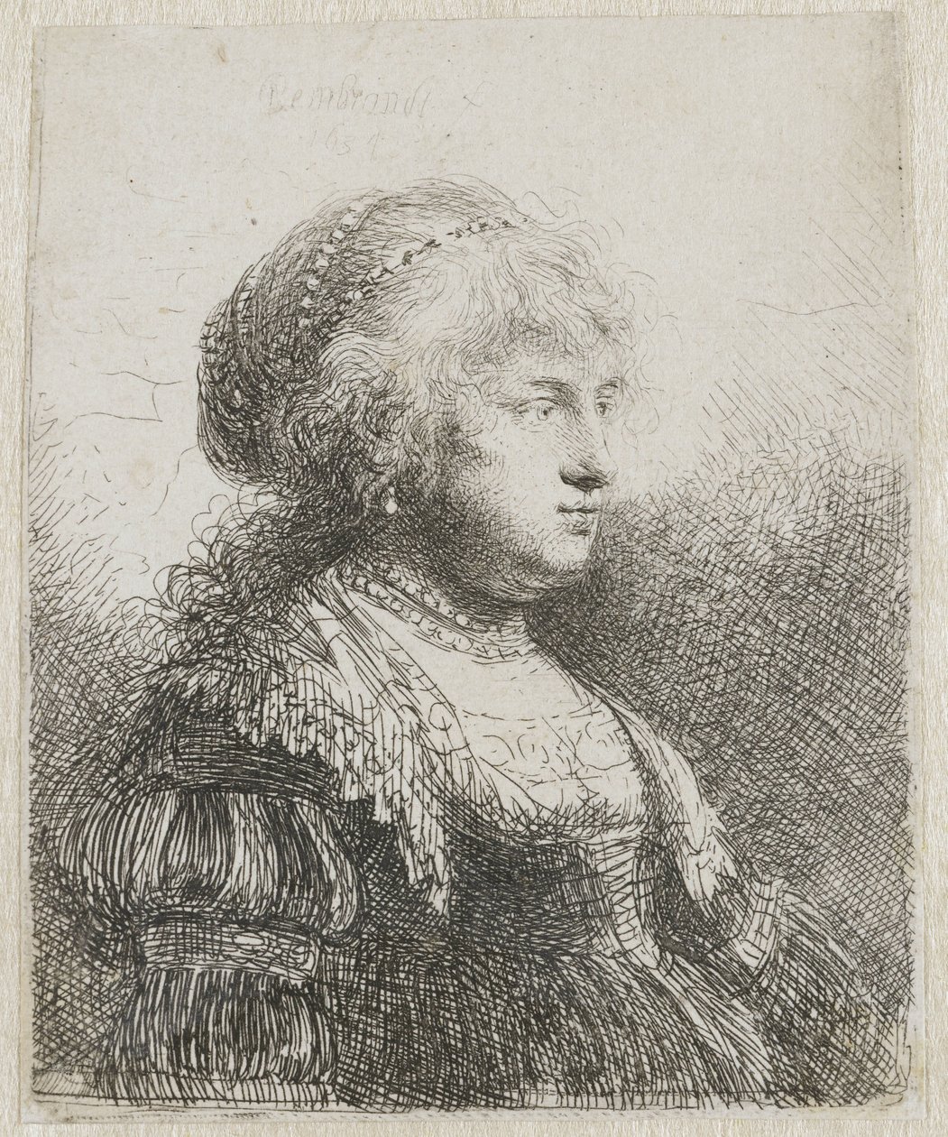 Saskia avec des perles dans les cheveux - Rembrandt van Rijn