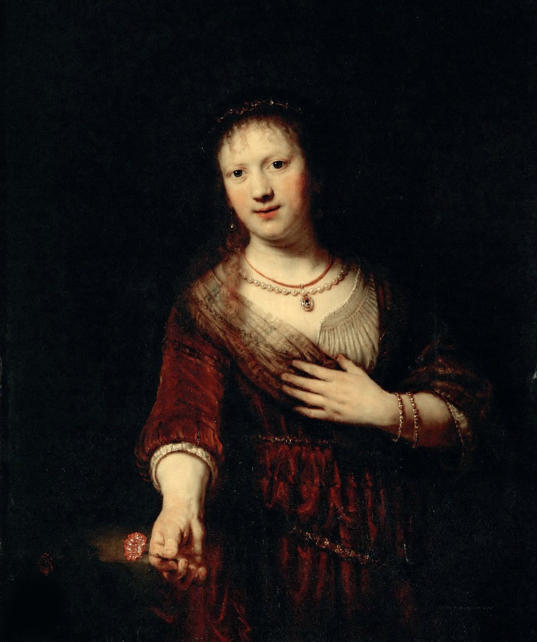 Saskia avec la fleur rouge - Rembrandt van Rijn