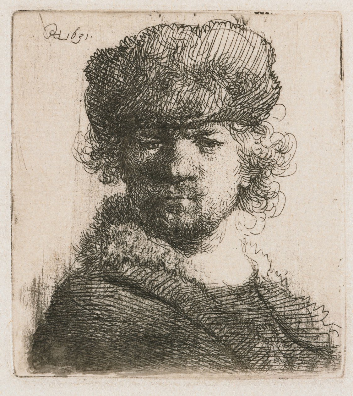 Autoportrait avec une lourde toque en fourrure - Rembrandt van Rijn