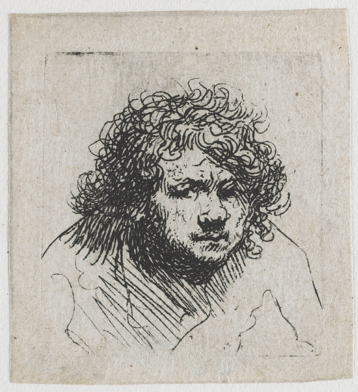 Autoportrait penché en avant : buste - Rembrandt van Rijn