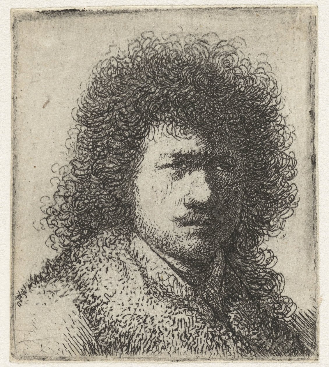 Autoportrait aux cheveux ébouriffés : buste - Rembrandt van Rijn