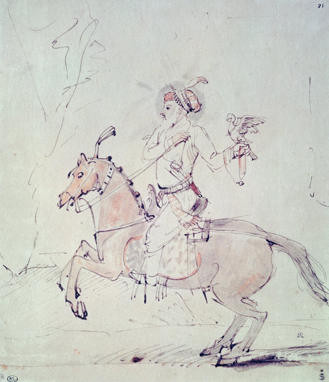 Shah Jehan avec un faucon à cheval - Rembrandt van Rijn