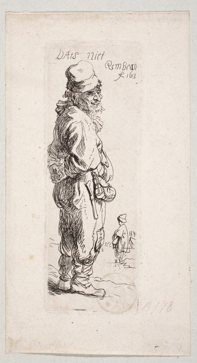 Paysan debout, tourné vers la droite « DatS niet » - Rembrandt van Rijn
