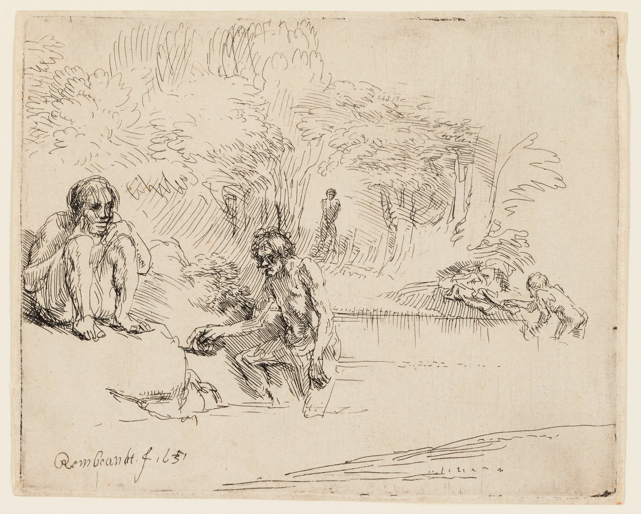 Les Baigneurs - Rembrandt van Rijn