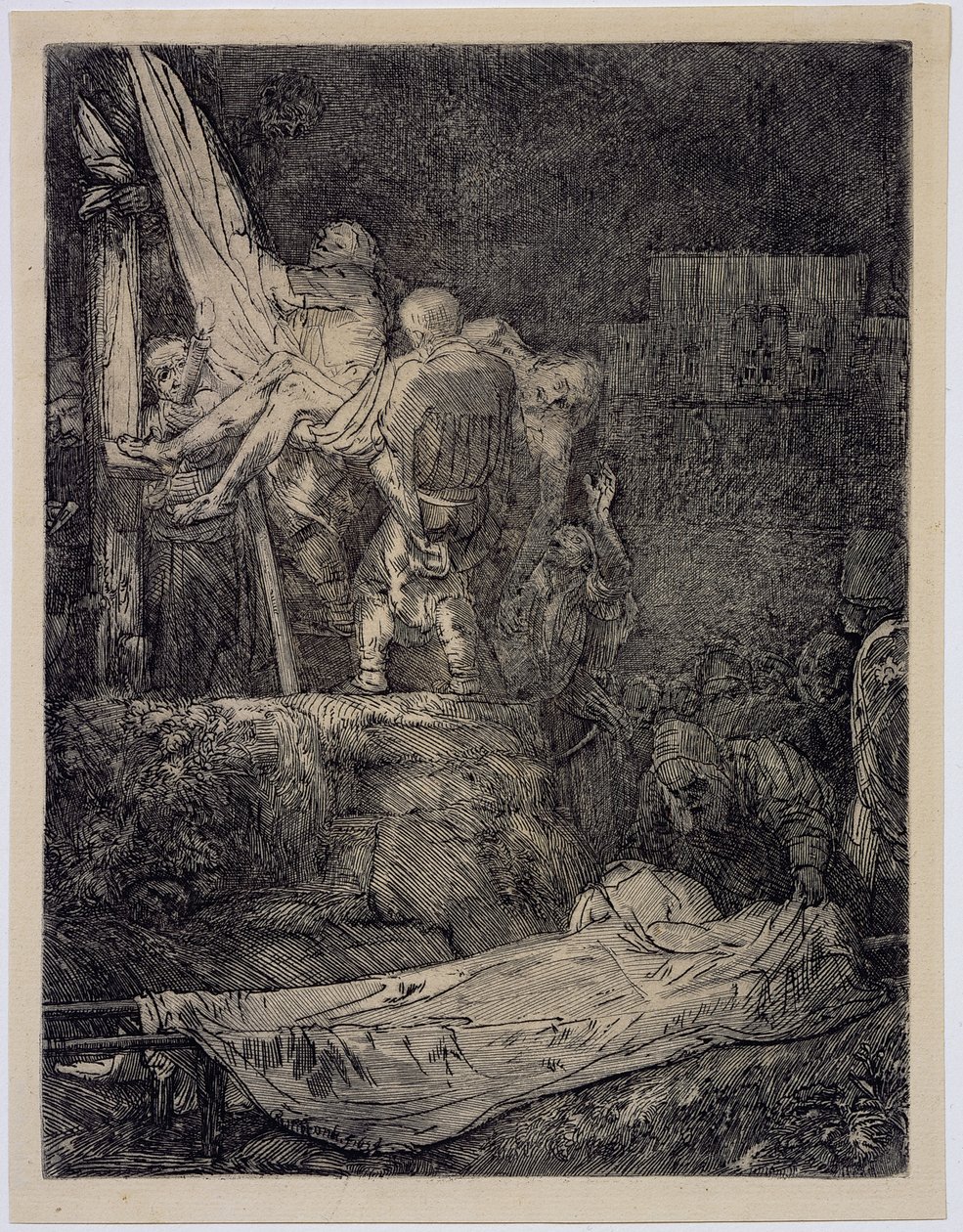 La Descente de Croix à la lumière des torches - Rembrandt van Rijn