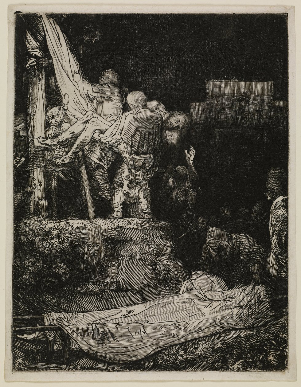 La Descente de croix à la lueur des torches - Rembrandt van Rijn