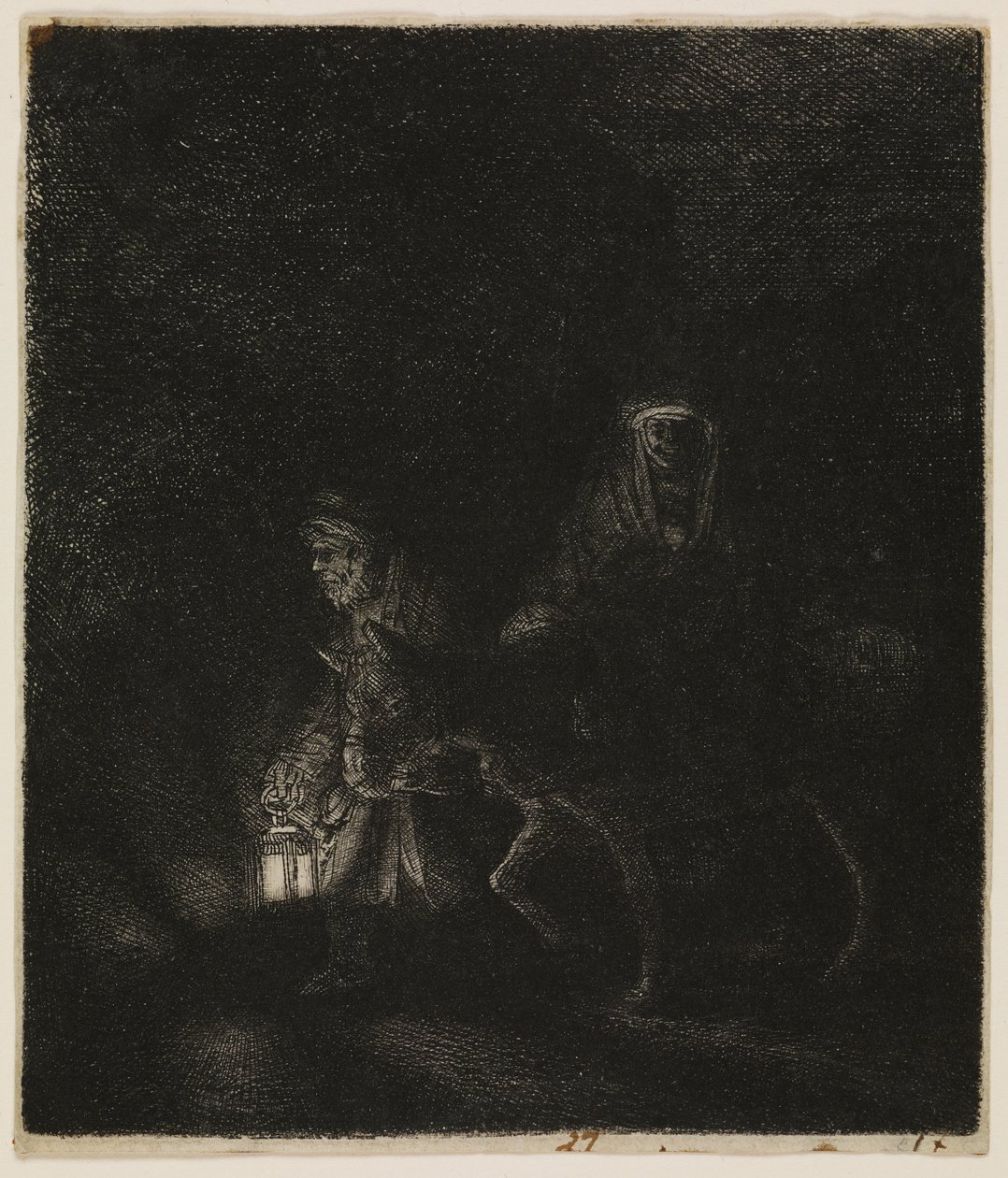 La fuite en Égypte (une pièce de nuit) - Rembrandt van Rijn