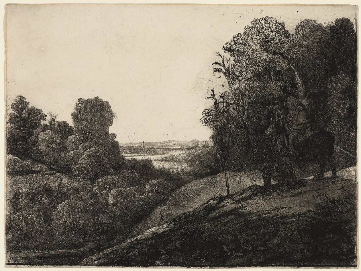 La Fuite en Égypte : Modifié de Seghers - Rembrandt van Rijn
