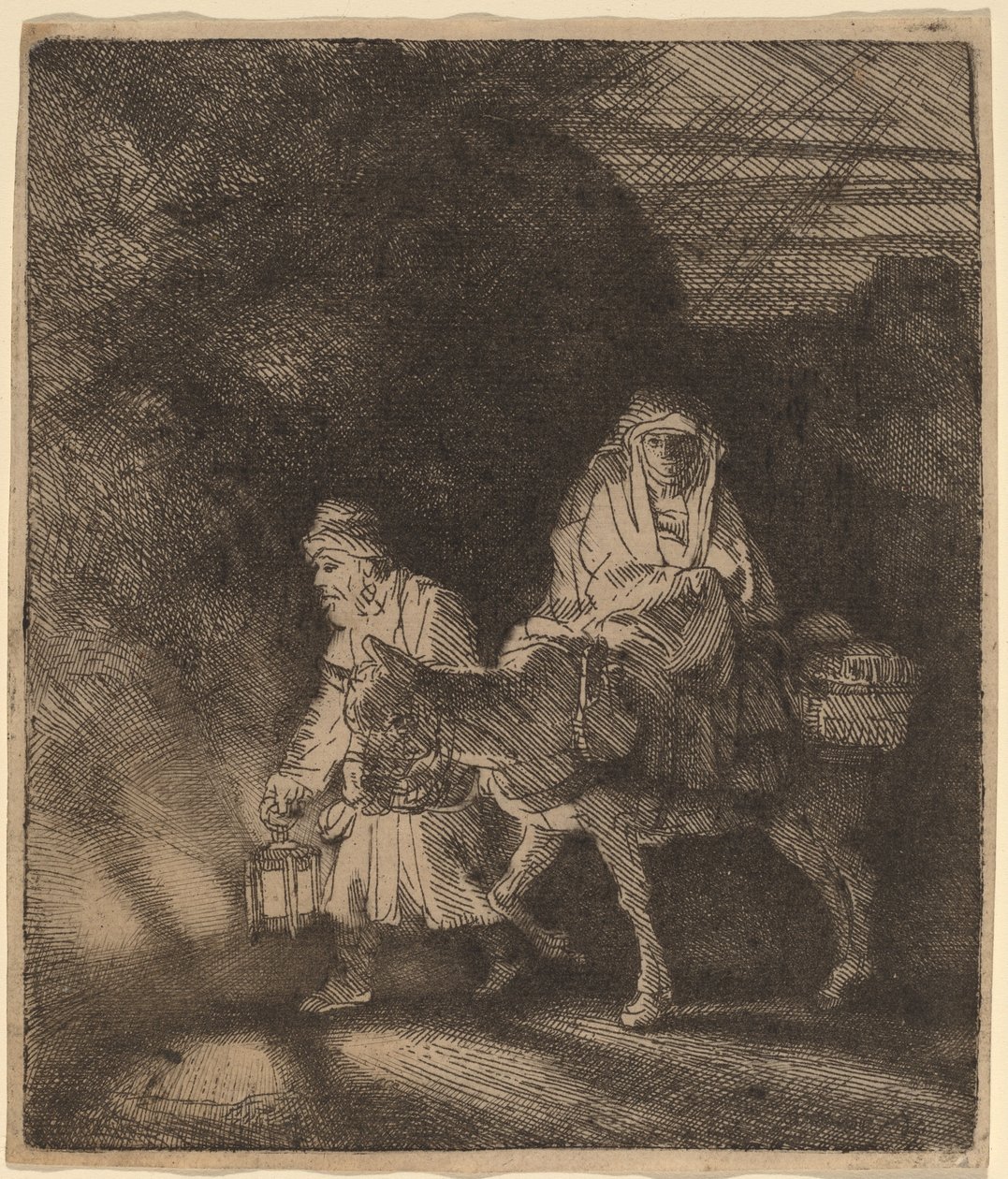 La Fuite en Égypte : une scène nocturne - Rembrandt van Rijn