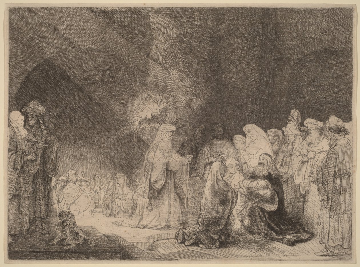 La Présentation au Temple : estampe rectangulaire - Rembrandt van Rijn