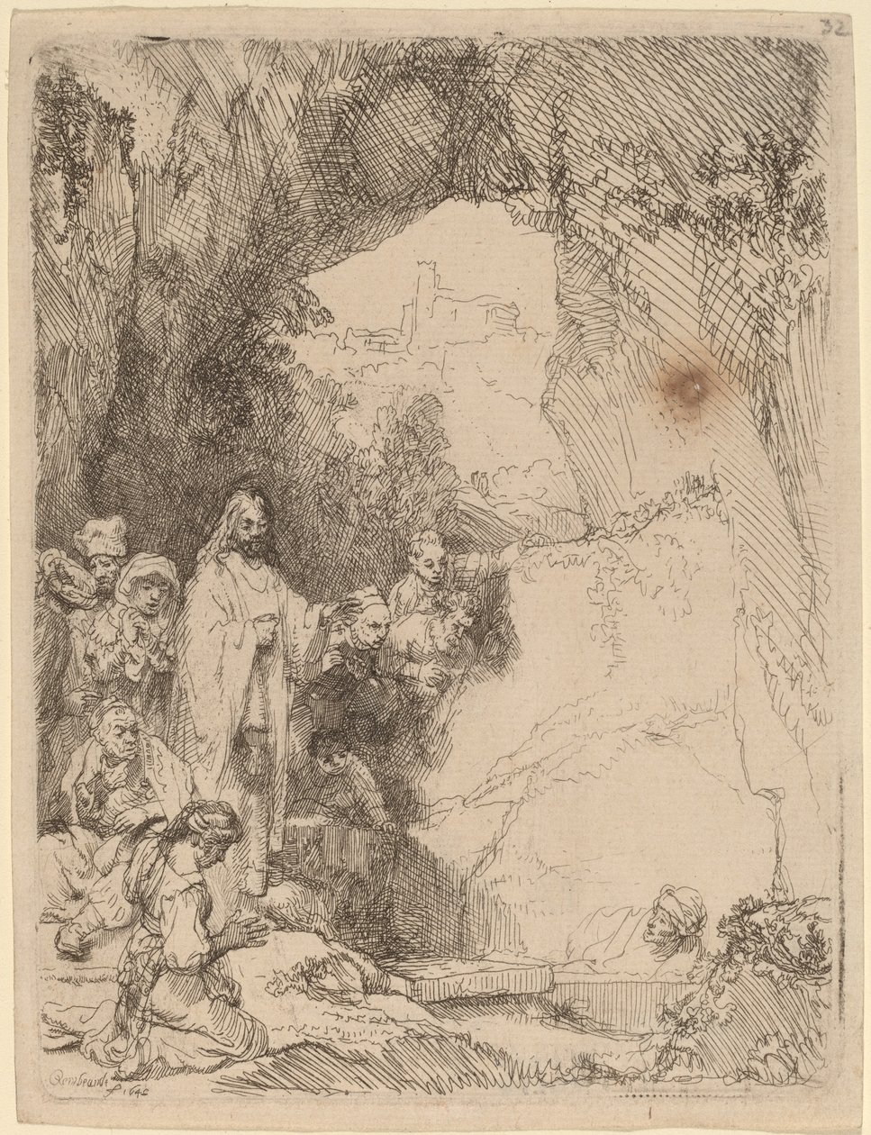 La Résurrection de Lazare: Petite Plaque - Rembrandt van Rijn