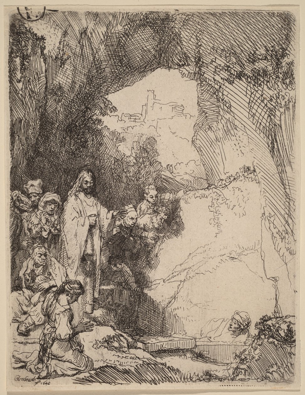 La résurrection de Lazare : petite assiette - Rembrandt van Rijn