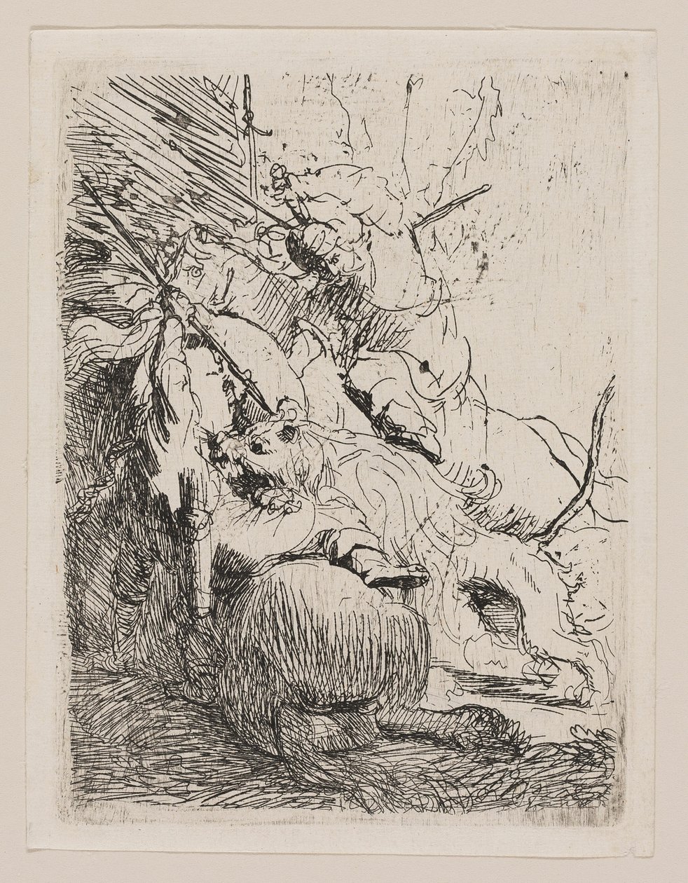 La petite chasse au lion (avec un lion) - Rembrandt van Rijn
