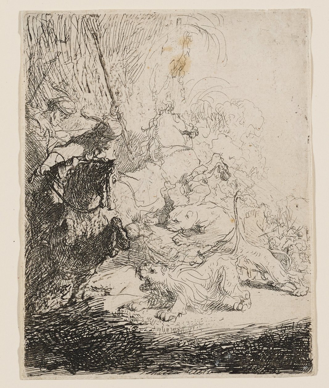 La chasse au petit lion (avec deux lions) - Rembrandt van Rijn