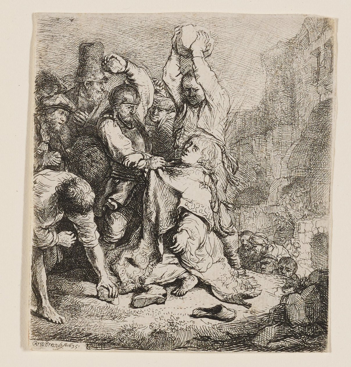 La lapidation de saint Étienne - Rembrandt van Rijn