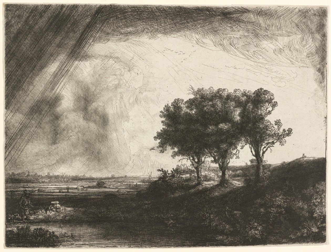 Les trois arbres - Rembrandt van Rijn