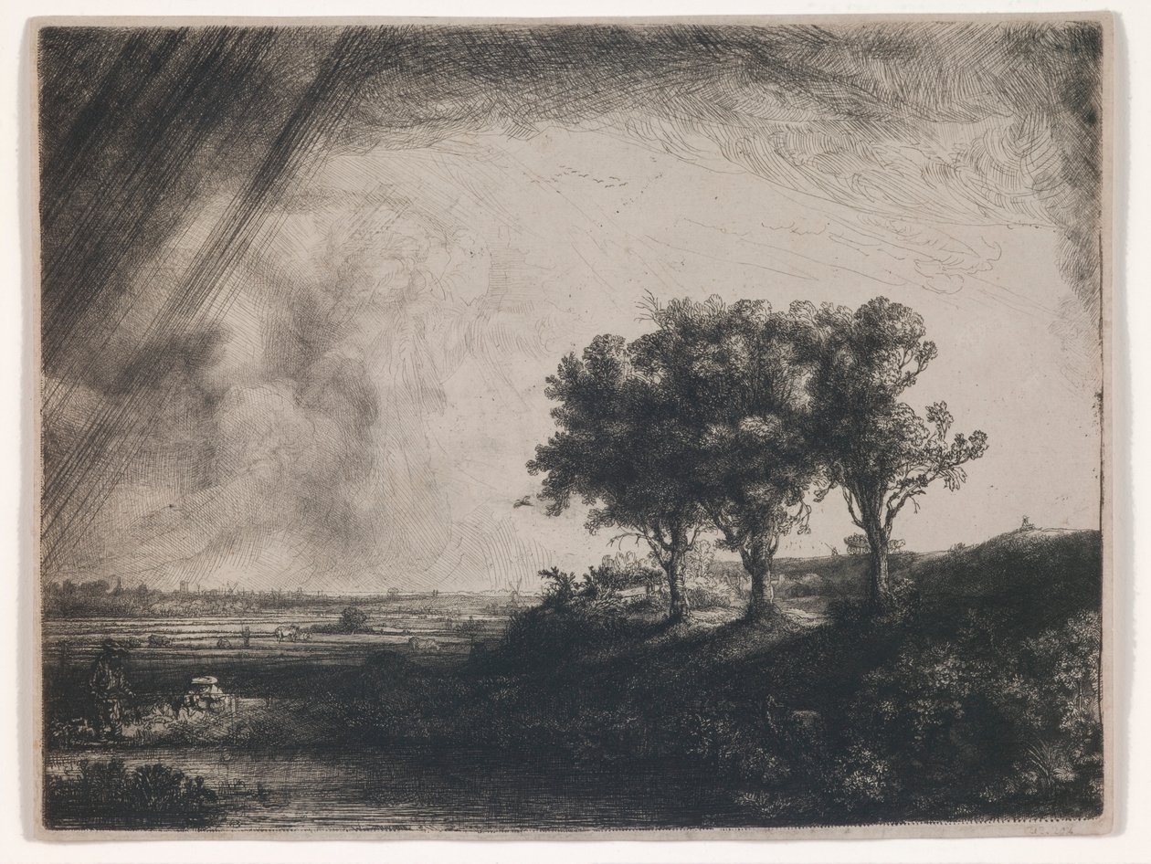 Les trois arbres - Rembrandt van Rijn