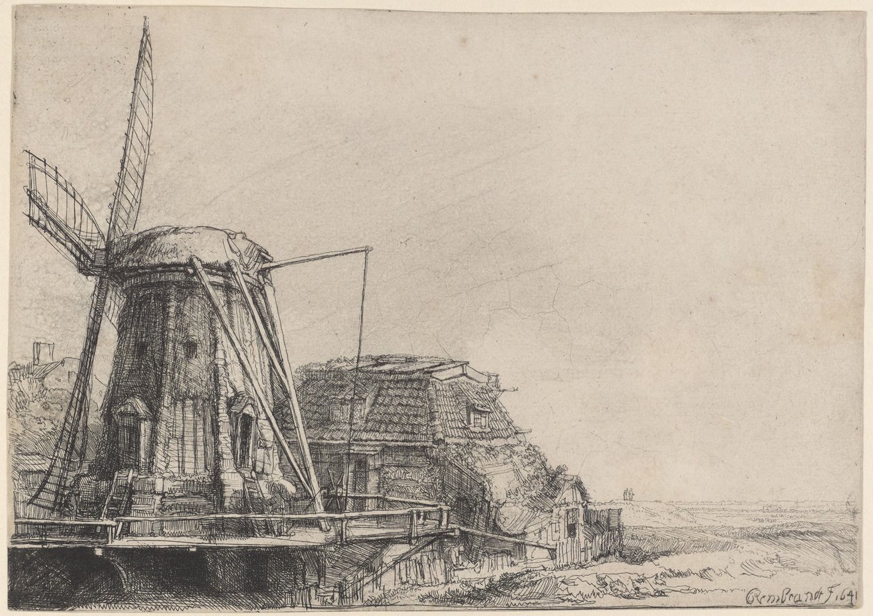 Le moulin à vent - Rembrandt van Rijn