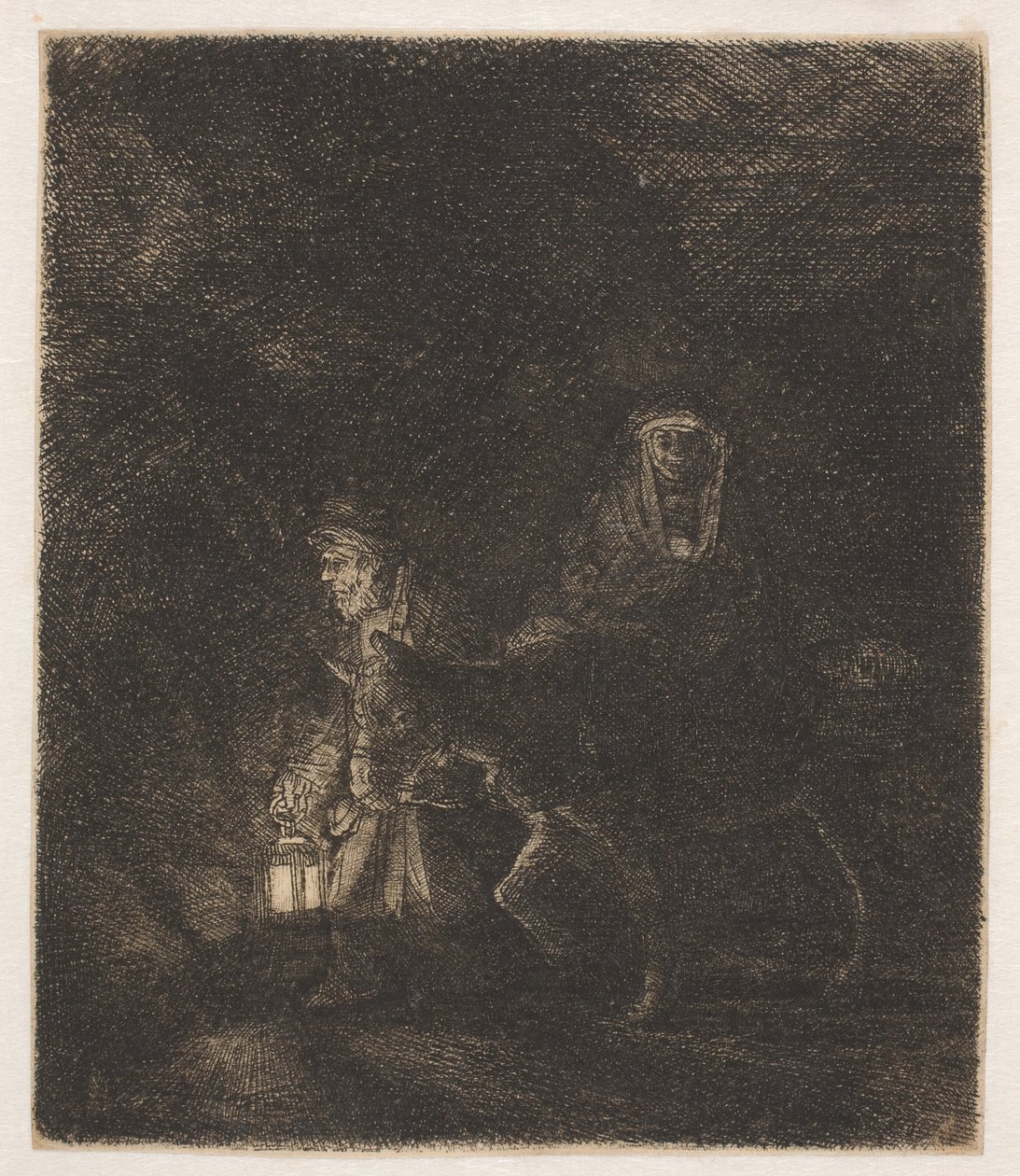 La fuite en Égypte : une pièce nocturne - Rembrandt van Rijn