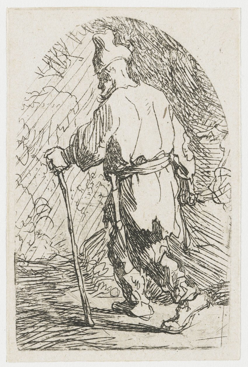 La fuite en Égypte : une esquisse : saint Joseph - Rembrandt van Rijn