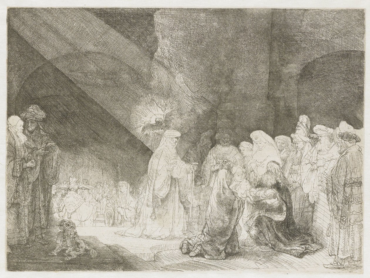 La présentation au temple : estampe de forme oblongue - Rembrandt van Rijn