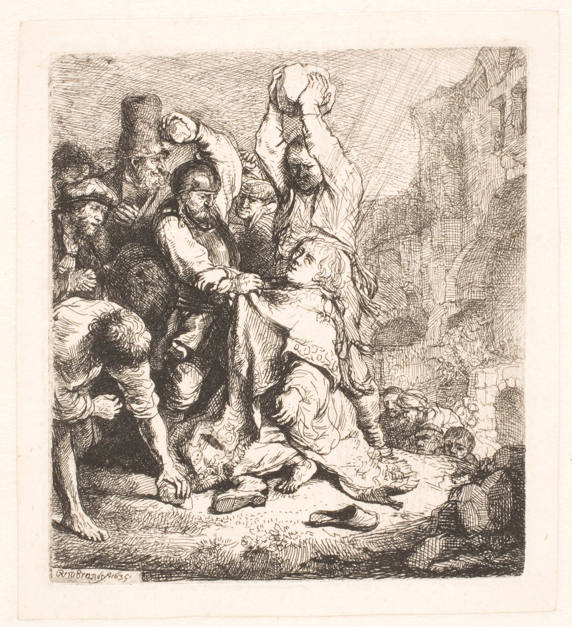 La lapidation de Saint Étienne - Rembrandt van Rijn