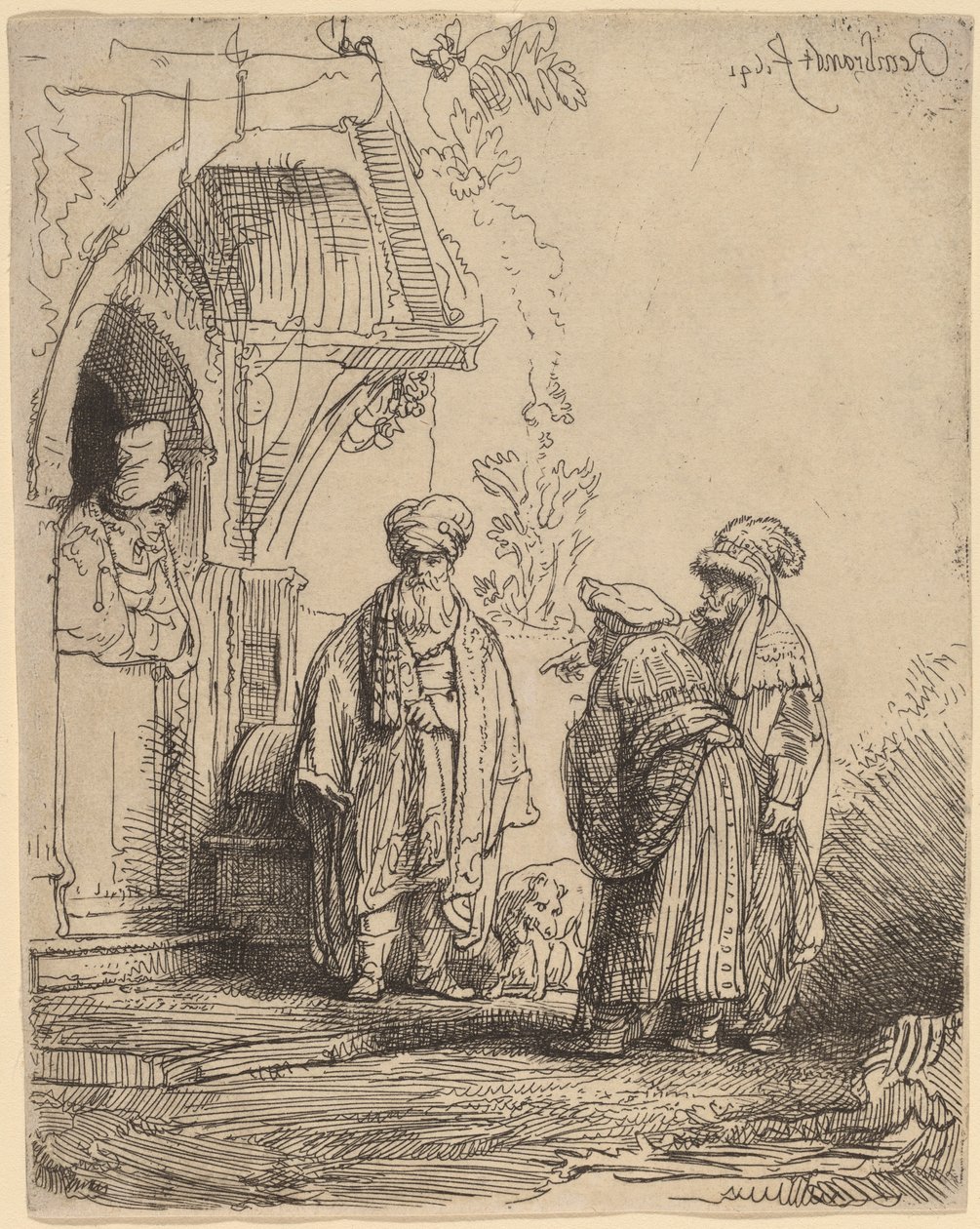 Trois figures orientales (Jacob et Laban ?) - Rembrandt van Rijn