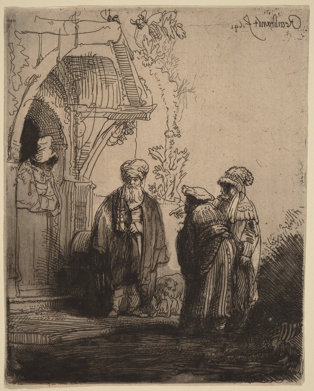 Trois personnages orientaux (Jacob et Laban ) - Rembrandt van Rijn
